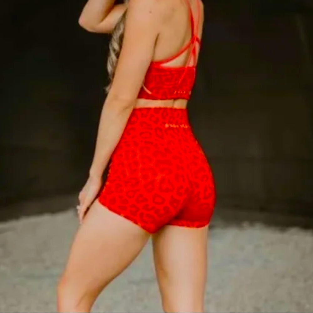 Balance Athletics red cheetah shorts